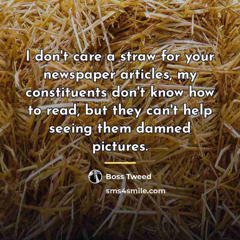 “I don't care a straw for your newspaper articles, my…” quote by Boss Tweed