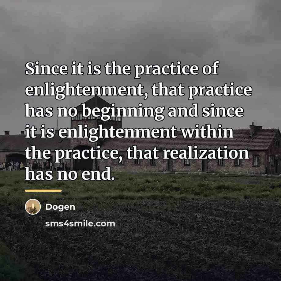 “Since it is the practice of enlightenment, that practice has…” quote by Dogen