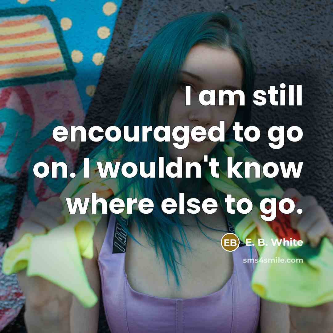 “I am still encouraged to go on. I wouldn't know…” quote by E. B. White