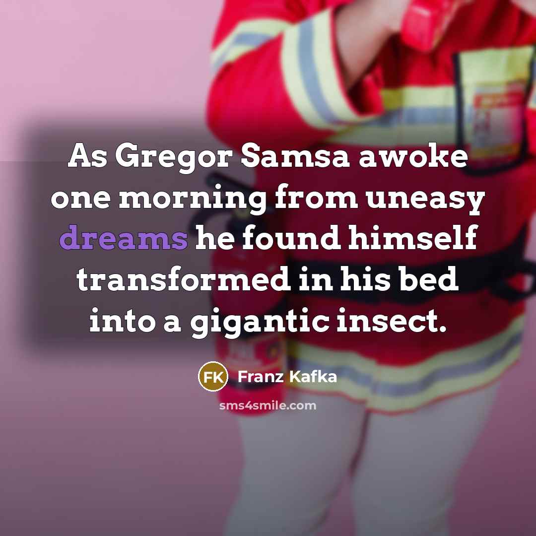 “As Gregor Samsa awoke one morning from uneasy dreams he…” quote by Franz Kafka