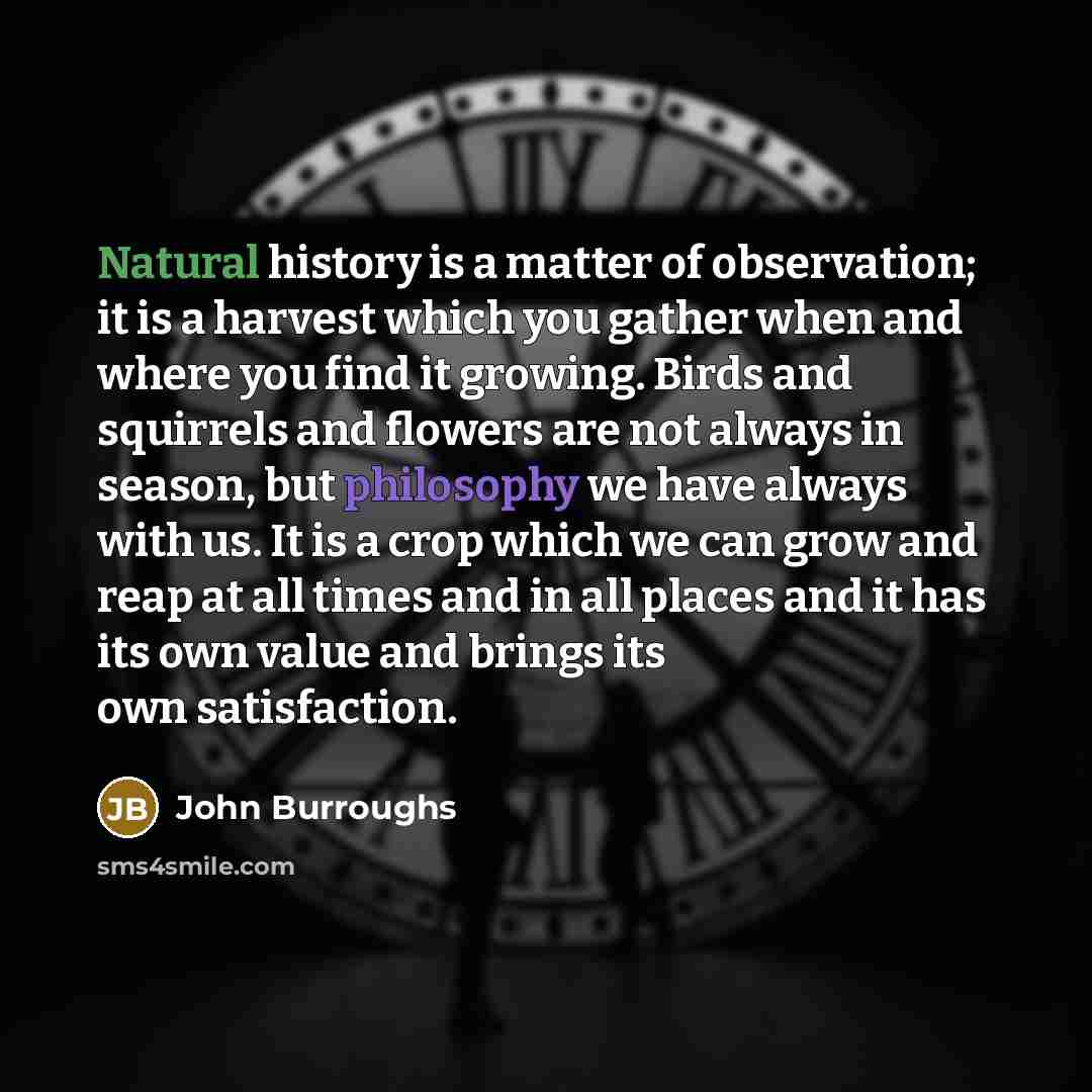 “Natural history is a matter of observation; it is a…” quote by John Burroughs