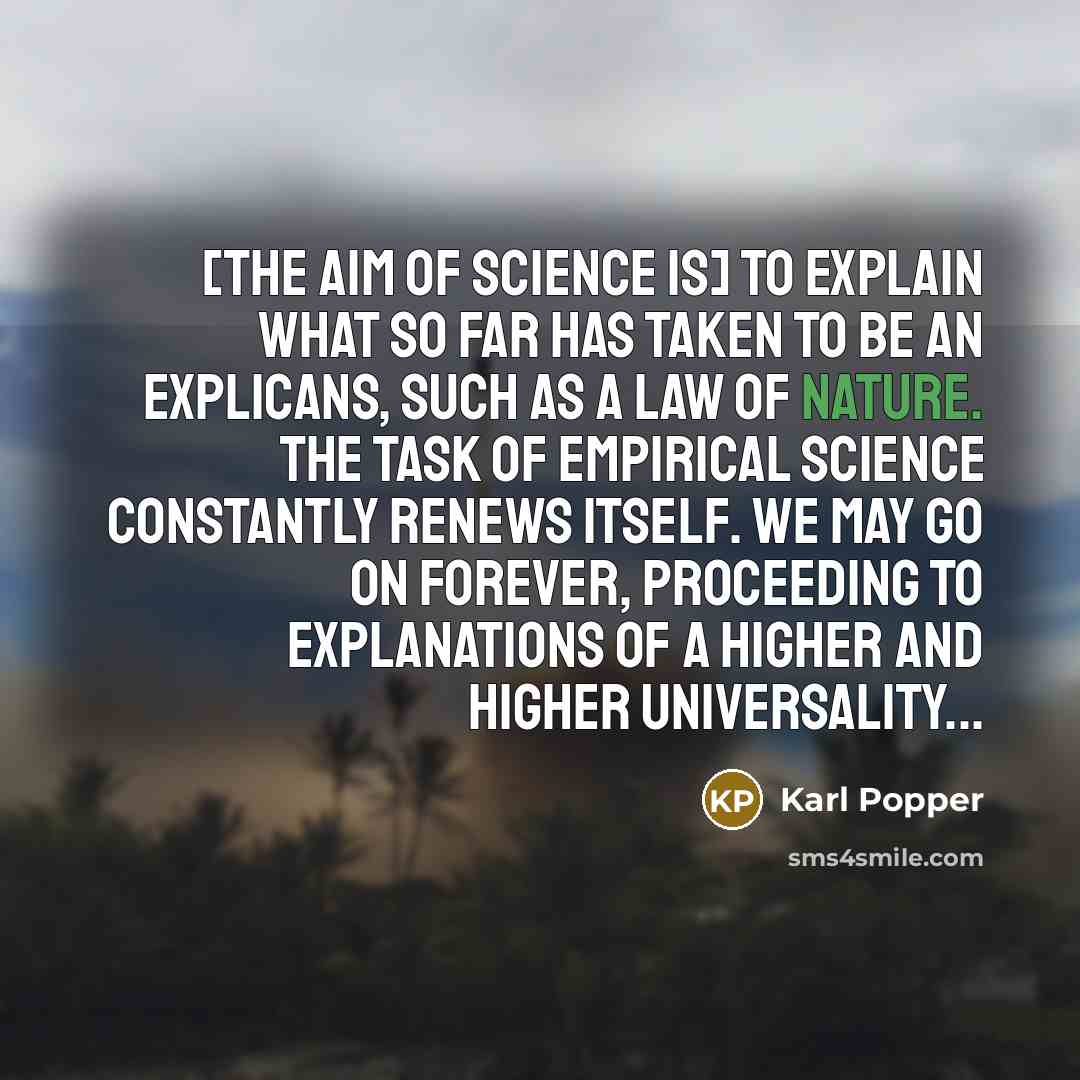 “[The aim of science is] to explain what so far…” quote by Karl Popper