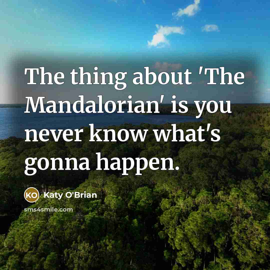 “The thing about 'The Mandalorian' is you never know what's…” quote by Katy O'Brian