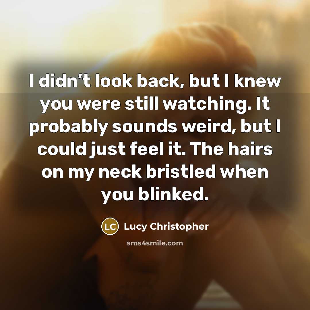 “I didn’t look back, but I knew you were still…” quote by Lucy Christopher