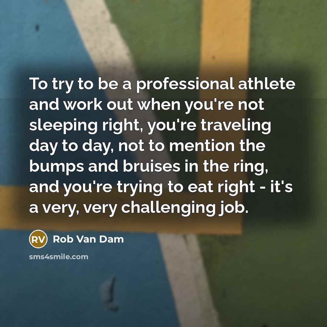 “To try to be a professional athlete and work out…” quote by Rob Van Dam