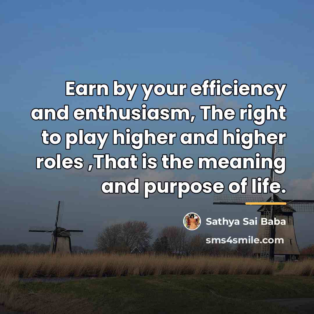 “Earn by your efficiency and enthusiasm, The right to play…” quote by Sathya Sai Baba