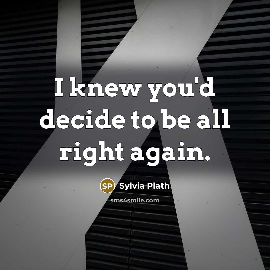 “I knew you'd decide to be all right again.…” quote by Sylvia Plath