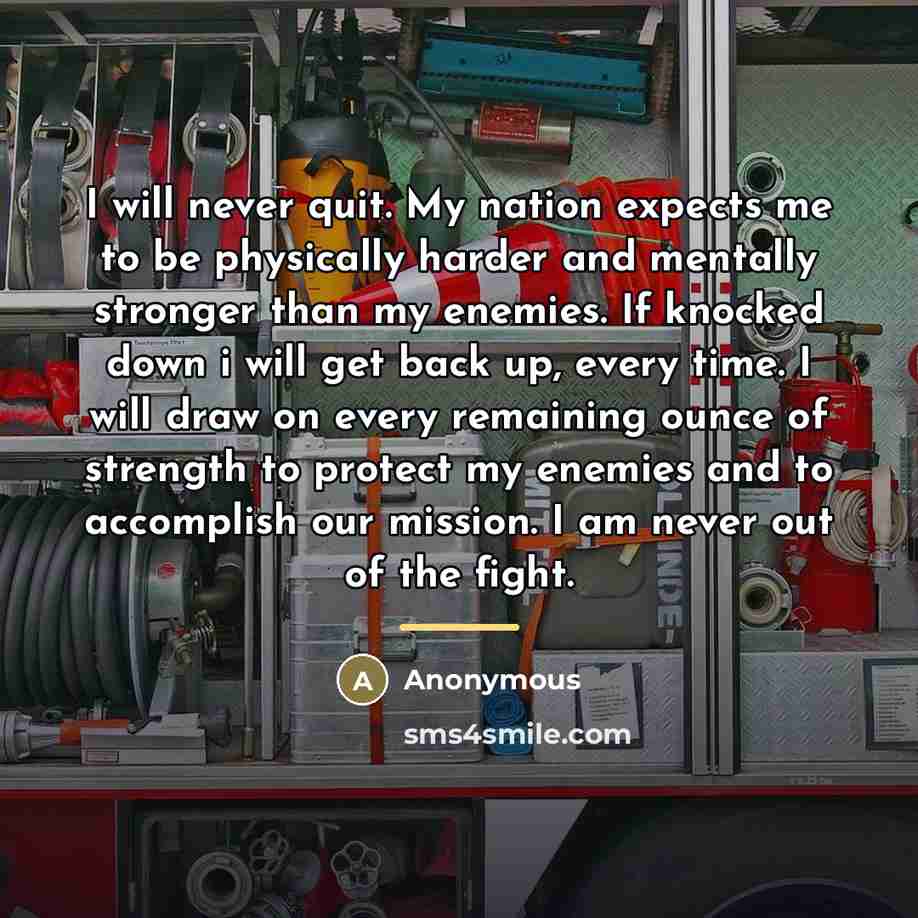 “I will never quit. My nation expects me to be…” quote by Anonymous
