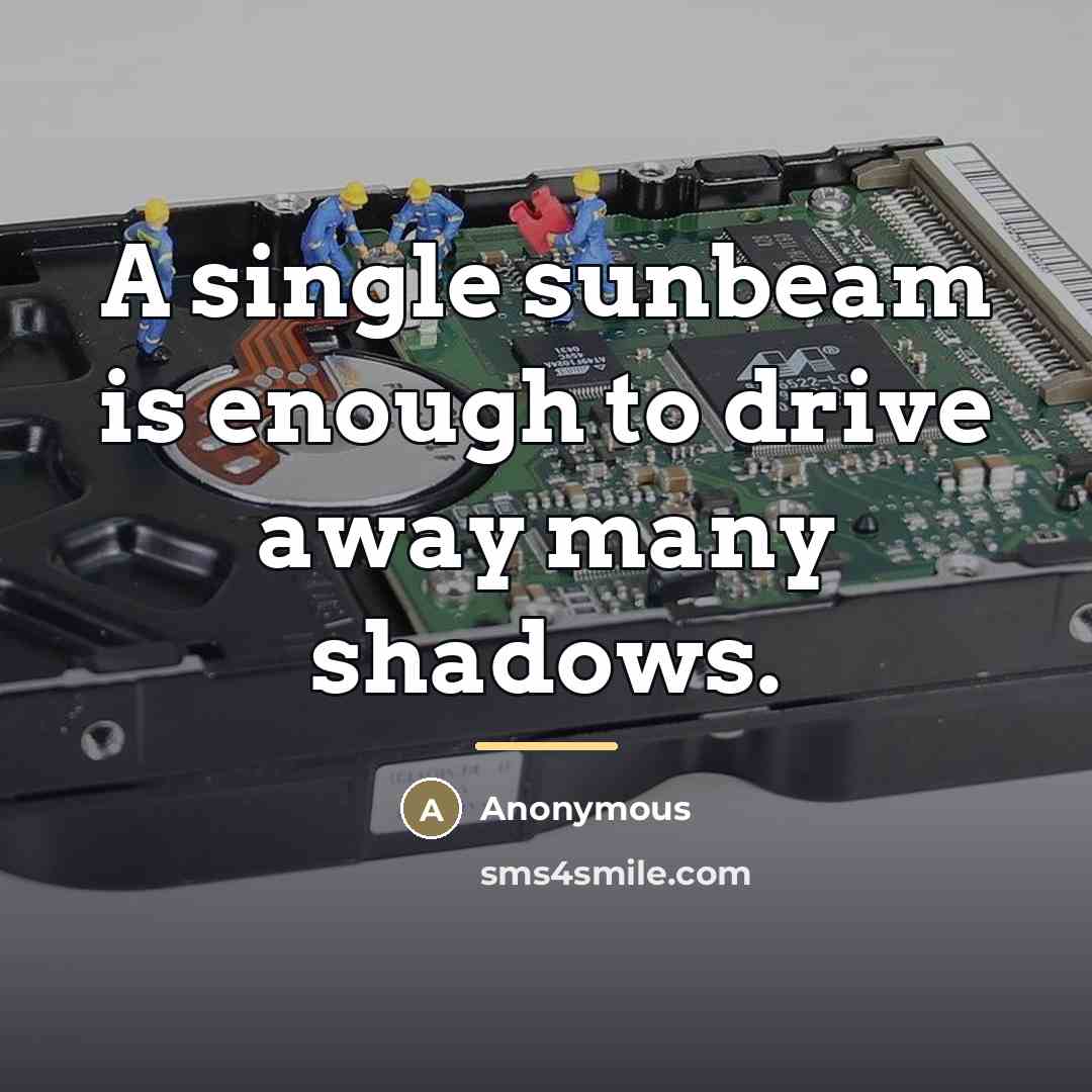 “A single sunbeam is enough to drive away many shadows.…” quote by Anonymous