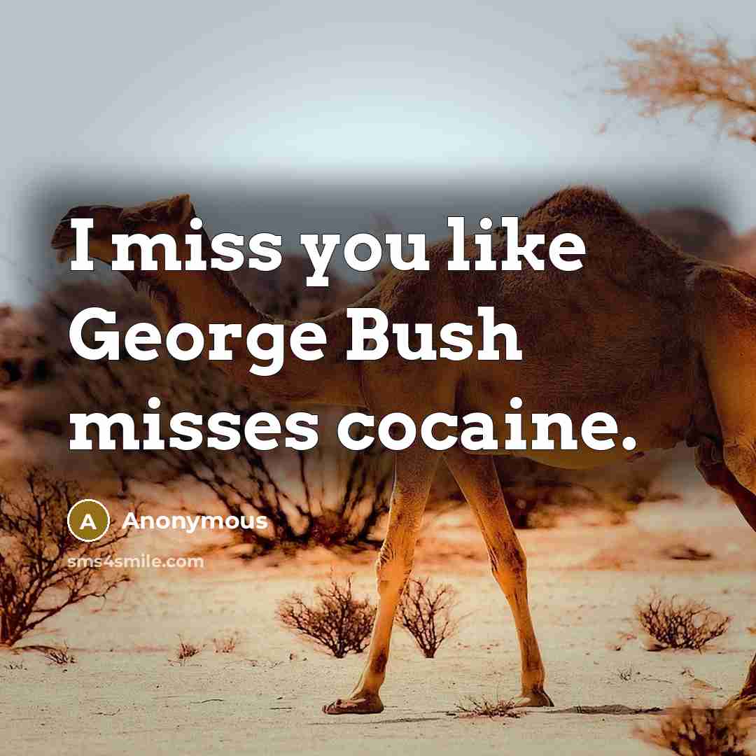 “I miss you like George Bush misses cocaine.” quote by Anonymous