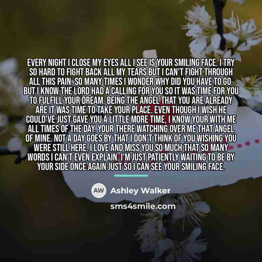 “Every night I close my eyes all I see is…” quote by Ashley Walker