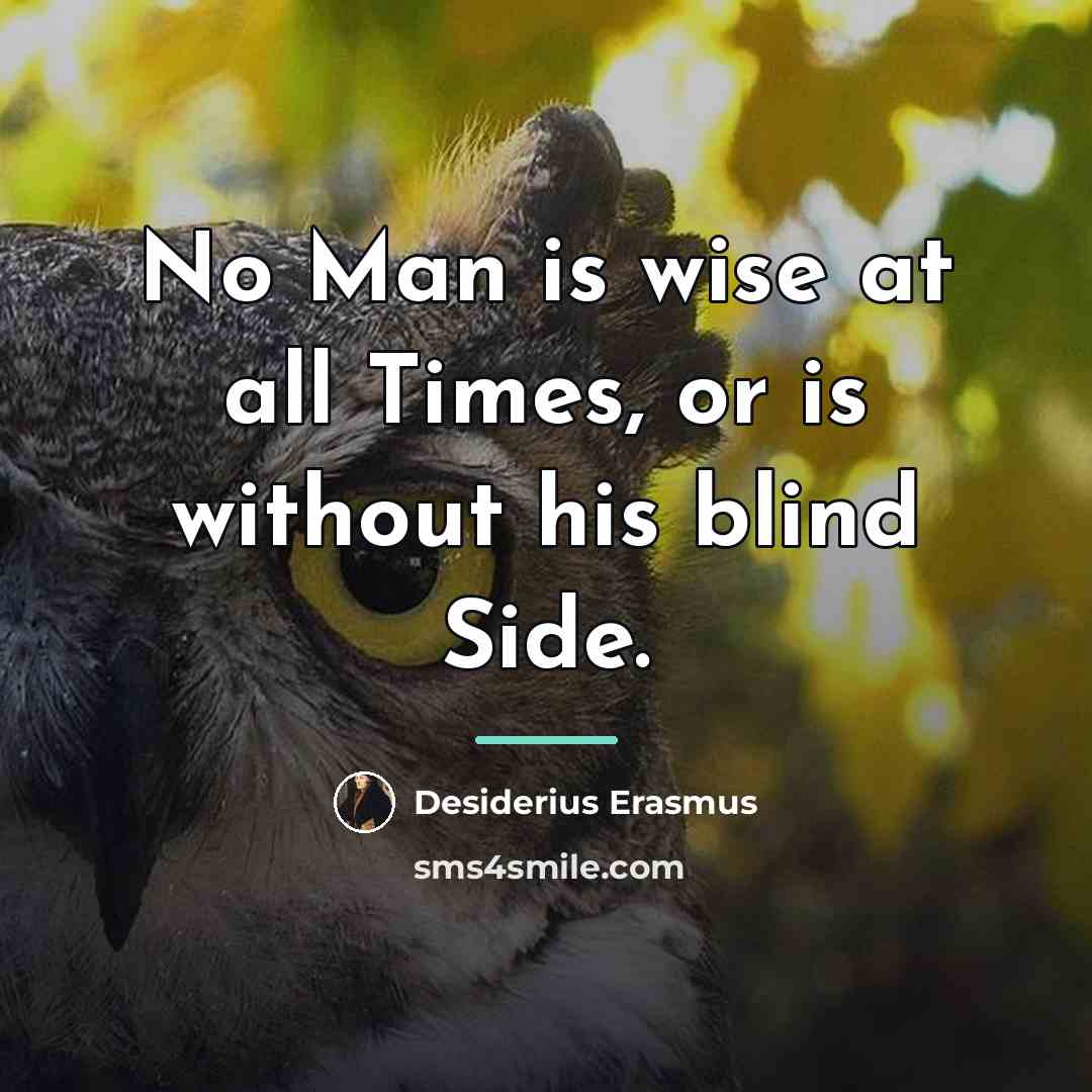 “No Man is wise at all Times, or is without…” quote by Desiderius Erasmus