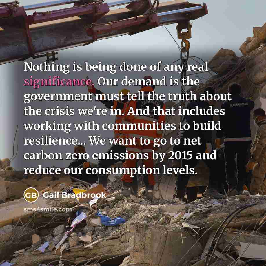 “Nothing is being done of any real significance. Our demand…” quote by Gail Bradbrook