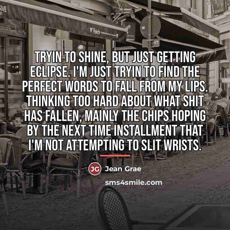 “Tryin to shine, but just getting eclipse. I'm just tryin…” quote by Jean Grae