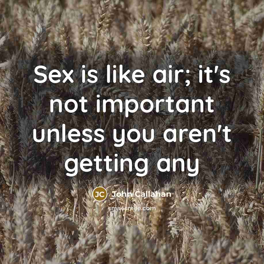 “Sex is like air; it's not important unless you aren't…” quote by John Callahan