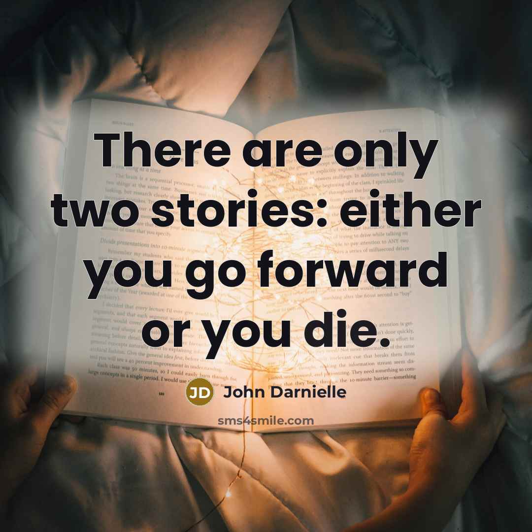 “There are only two stories: either you go forward or you die.” quote by John Darnielle