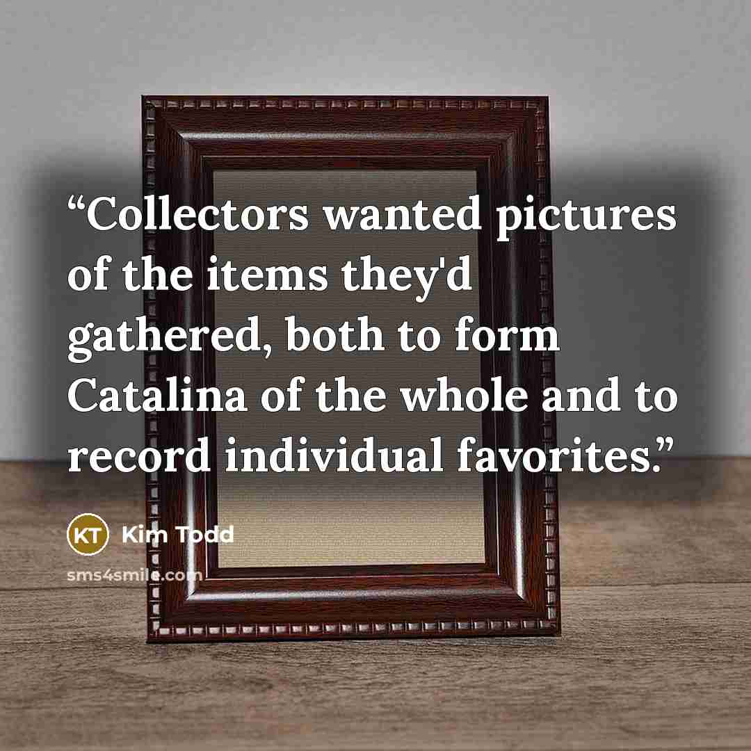 “Collectors wanted pictures of the items they'd gathered, both to form Catalina of the whole and to record individual favorites.” quote by Kim Todd