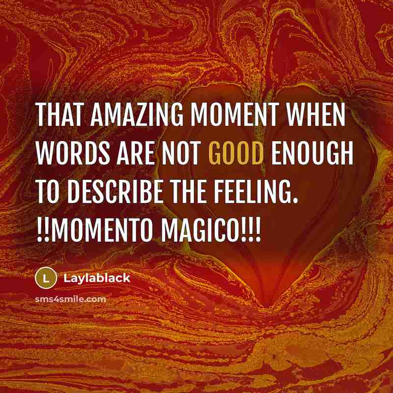 “That amazing moment when words are not good enough to describe the feeling. !!Momento magico!!!” quote by Laylablack