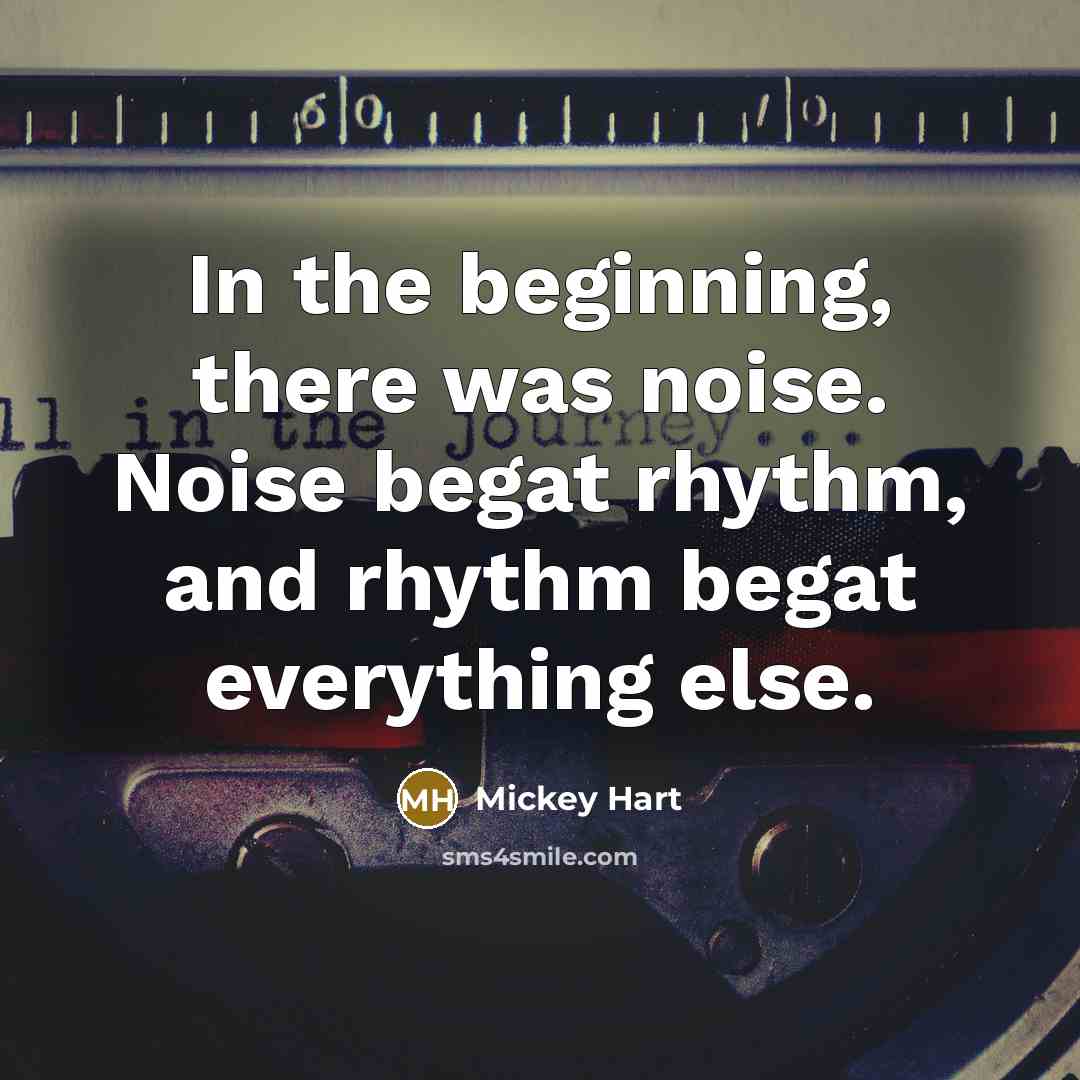 “In the beginning, there was noise. Noise begat rhythm, and…” quote by Mickey Hart