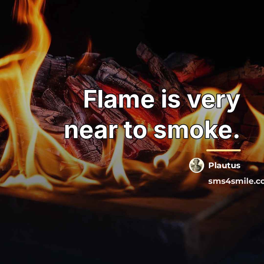 “Flame is very near to smoke.…” quote by Plautus
