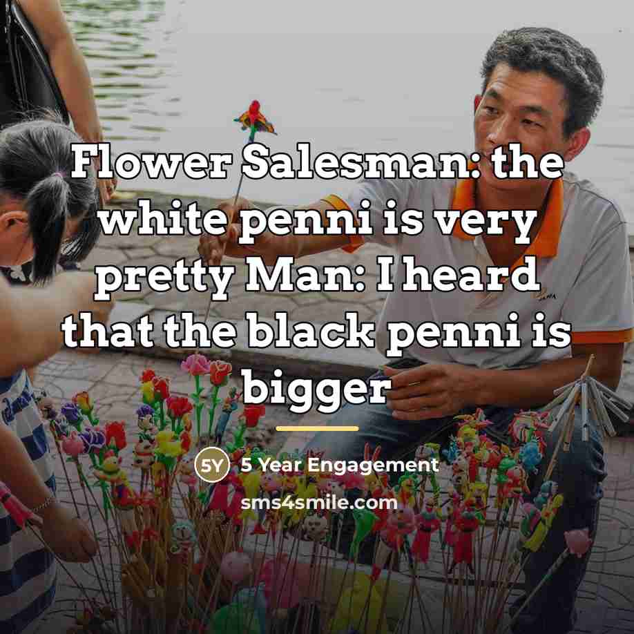 “Flower Salesman: the white penni is very pretty Man: I…” quote by 5 Year Engagement