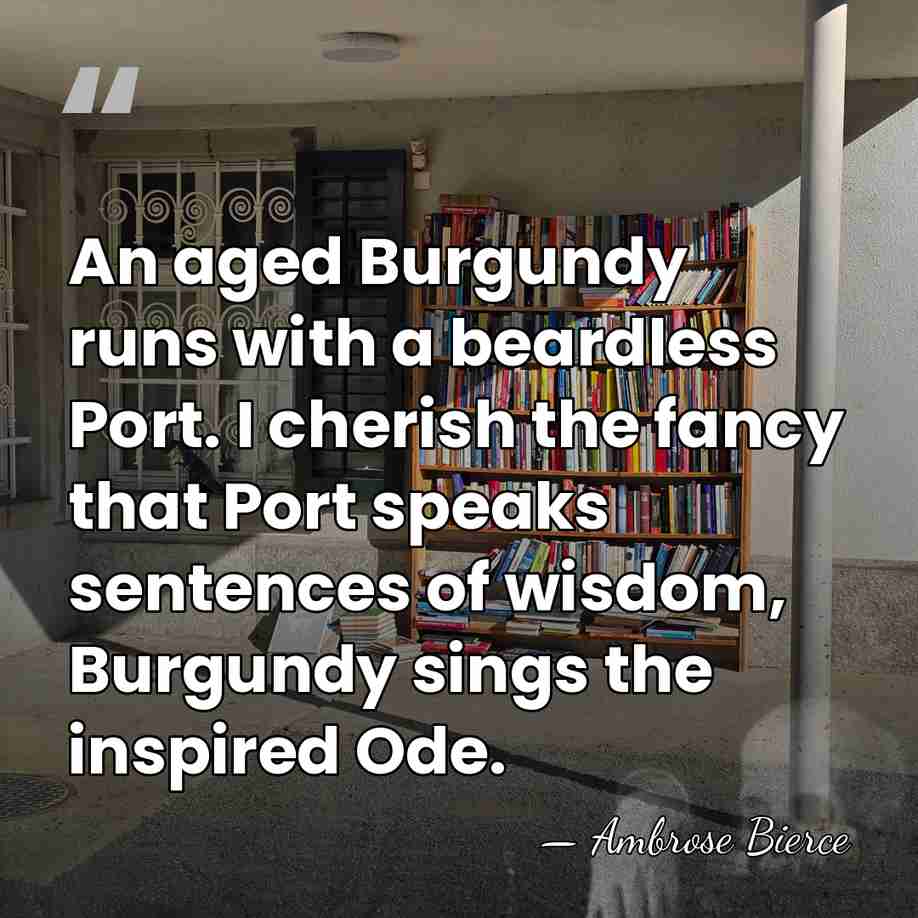 An aged Burgundy runs with a beardless Port. I cherish the fancy&hellip; - Ambrose Bierce