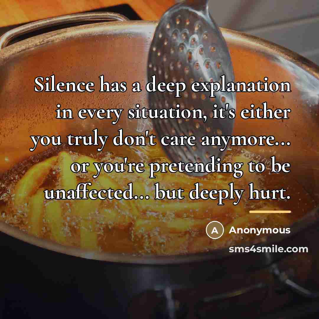 “Silence has a deep explanation in every situation, it's either…” quote by Anonymous