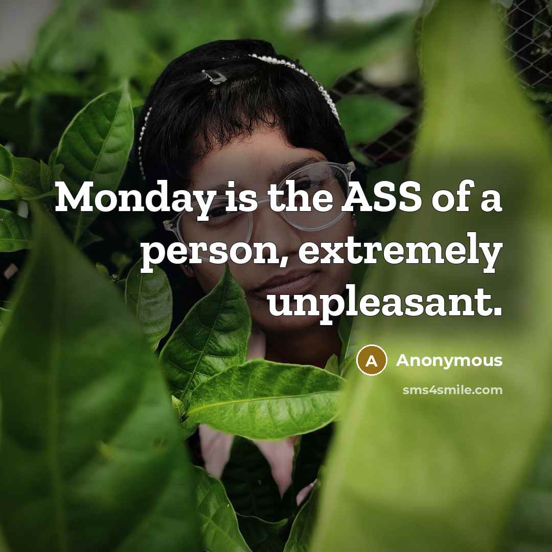 “Monday is the ASS of a person, extremely unpleasant.” quote by Anonymous
