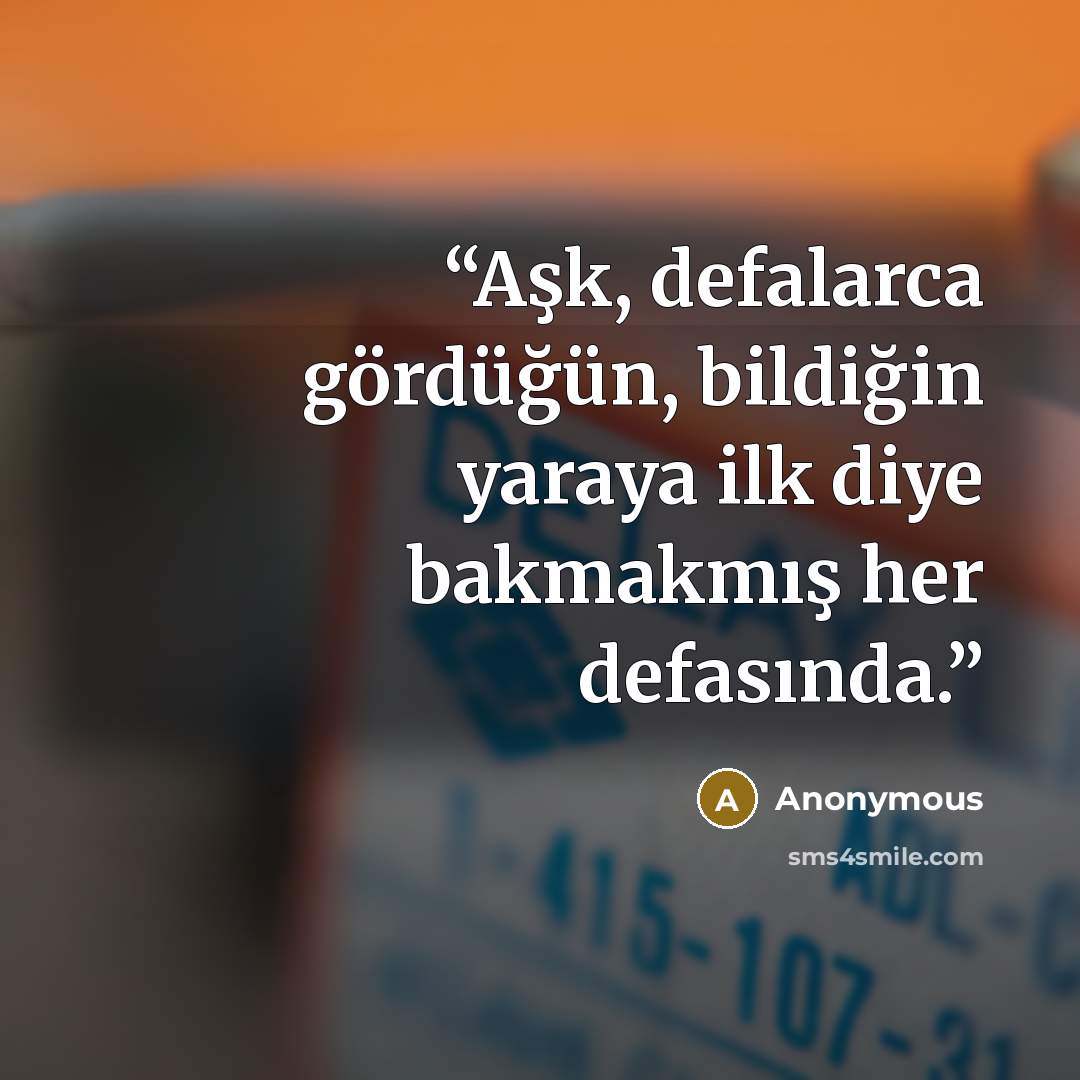 “Aşk, defalarca gördüğün, bildiğin yaraya ilk diye bakmakmış her defasında.” quote by Anonymous