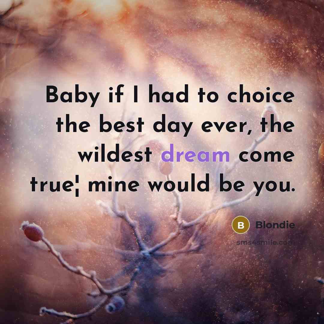 “Baby if I had to choice the best day ever, the wildest dream come true¦ mine would be you.” quote by Blondie