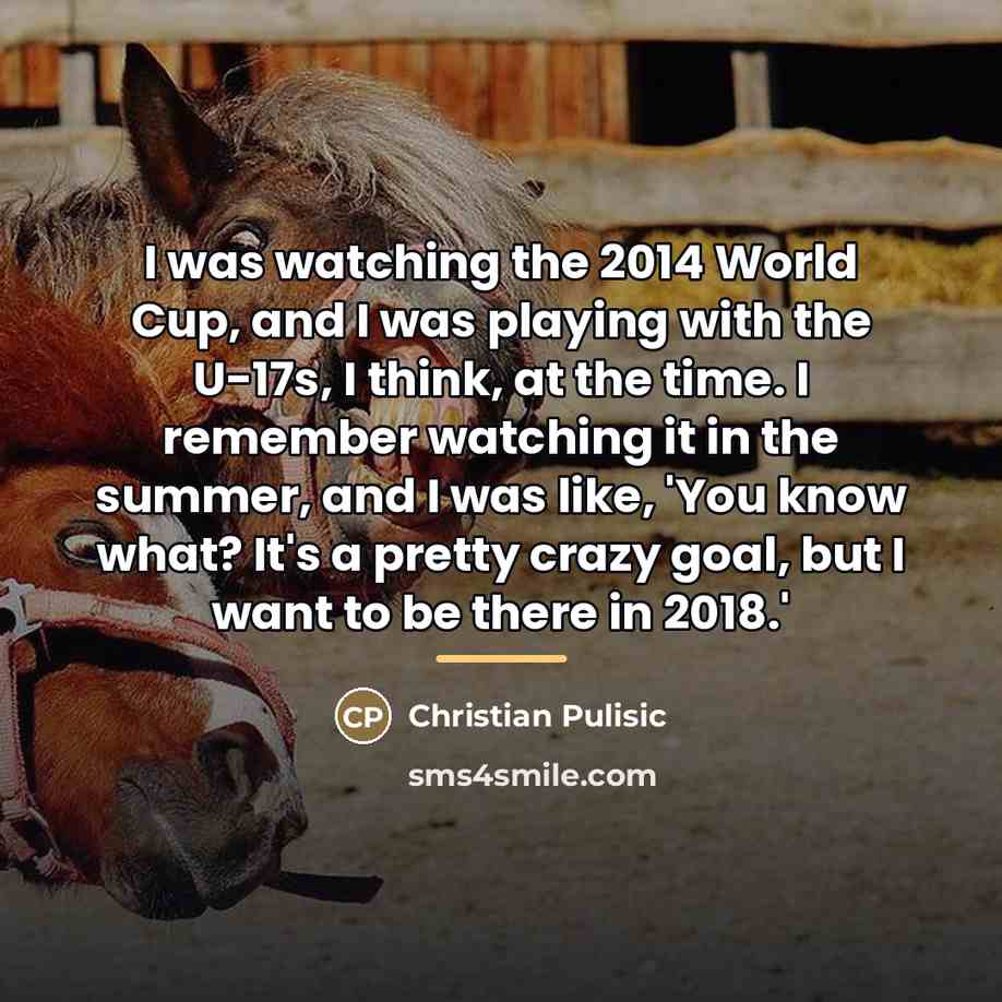 “I was watching the 2014 World Cup, and I was…” quote by Christian Pulisic