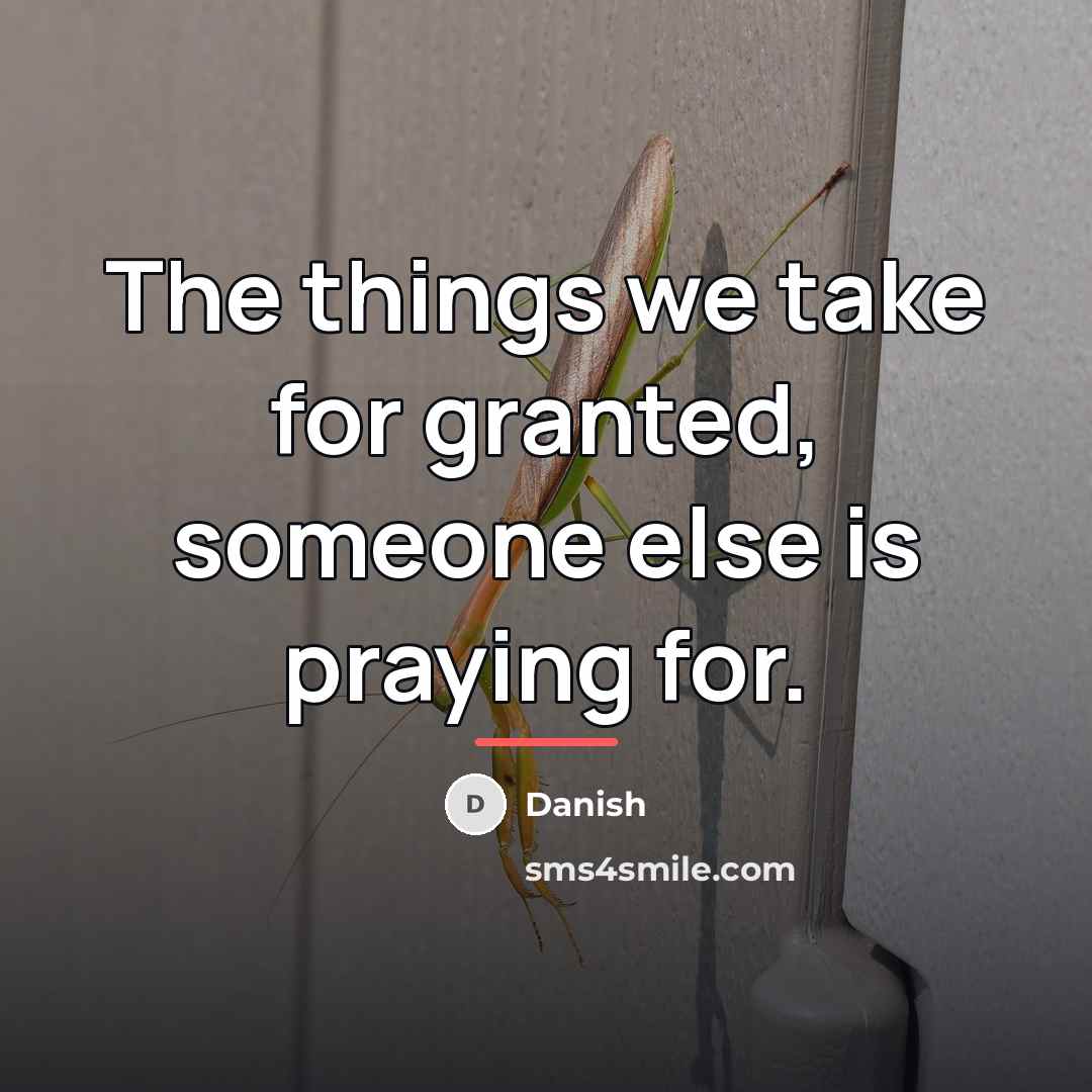 “The things we take for granted, someone else is praying…” quote by Danish