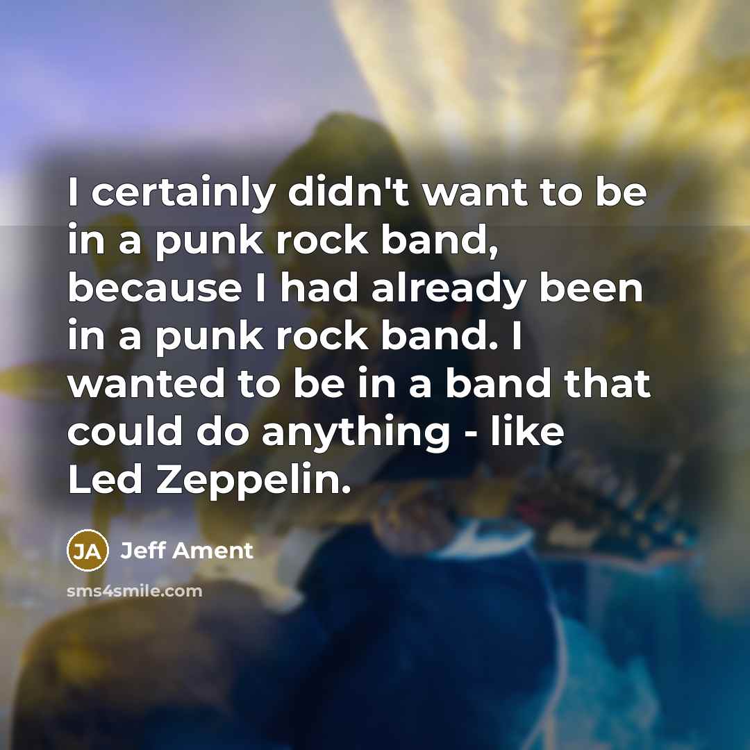 “I certainly didn't want to be in a punk rock…” quote by Jeff Ament