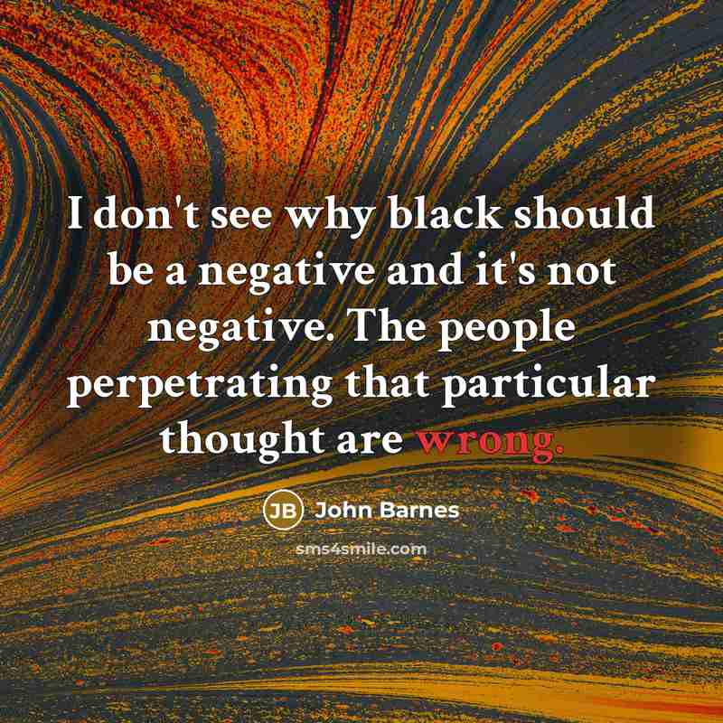 “I don't see why black should be a negative and…” quote by John Barnes