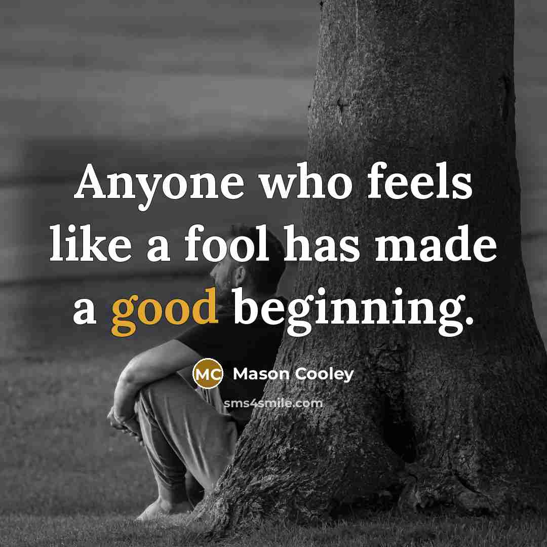 “Anyone who feels like a fool has made a good…” quote by Mason Cooley