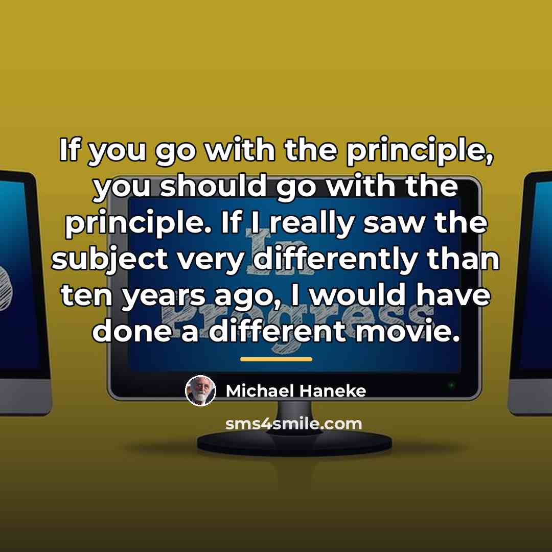 “If you go with the principle, you should go with…” quote by Michael Haneke