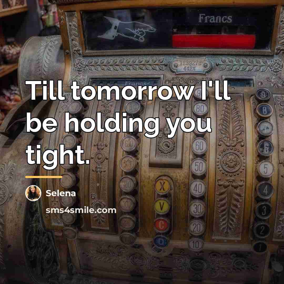 “Till tomorrow I'll be holding you tight.…” quote by Selena