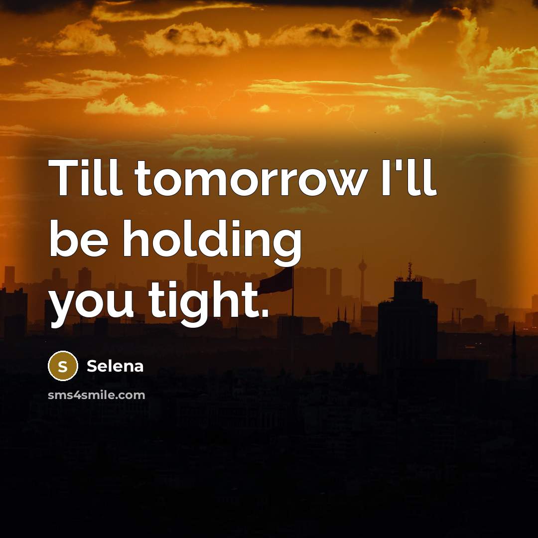 “Till tomorrow I'll be holding you tight.” quote by Selena