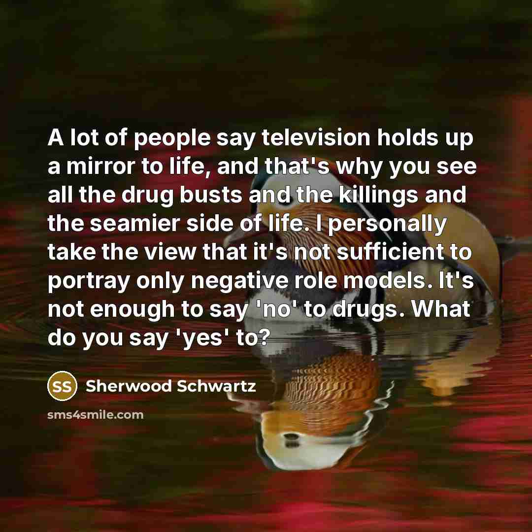 “A lot of people say television holds up a mirror…” quote by Sherwood Schwartz