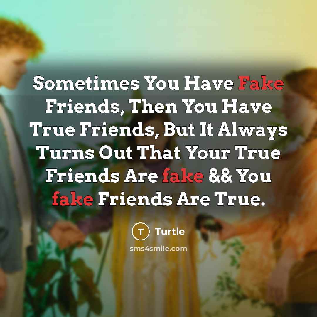 “Sometimes You Have Fake Friends, Then You Have True Friends,…” quote by Turtle