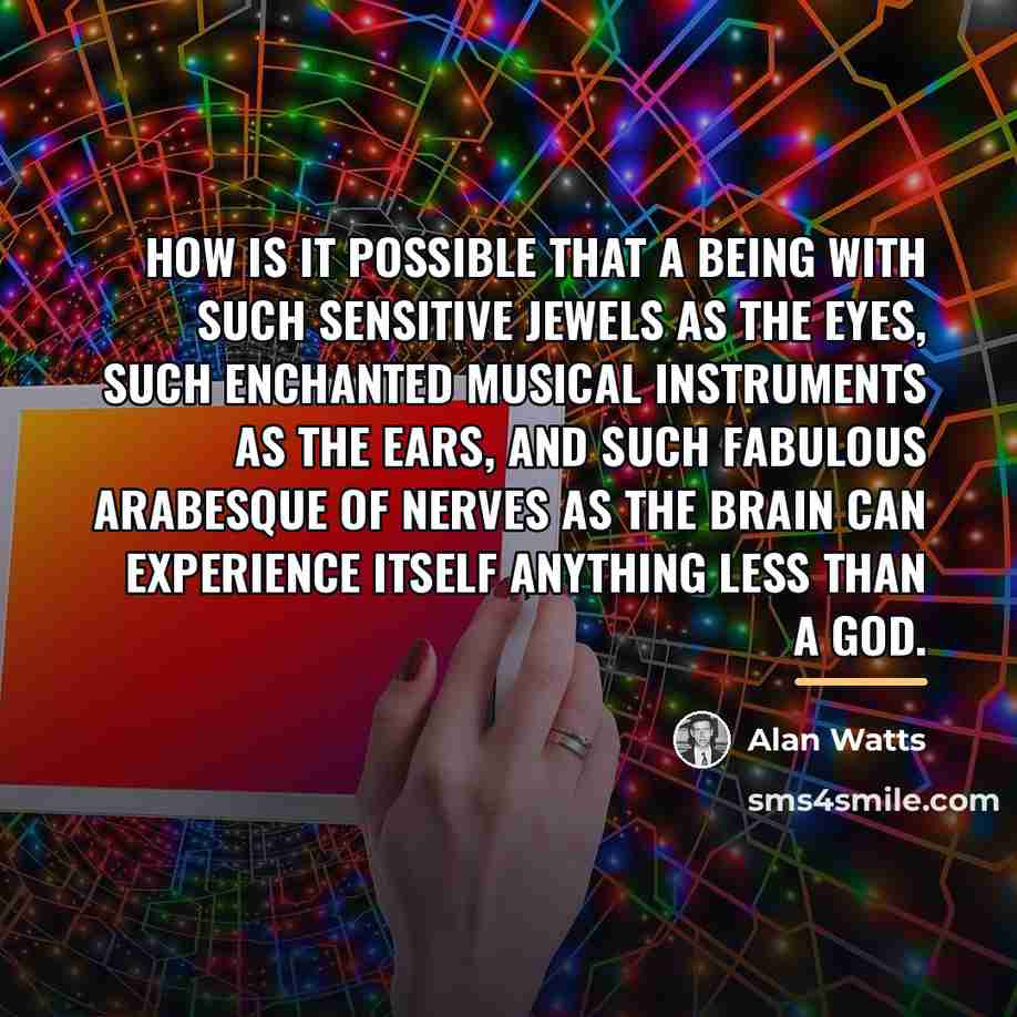 “How is it possible that a being with such sensitive…” quote by Alan Watts