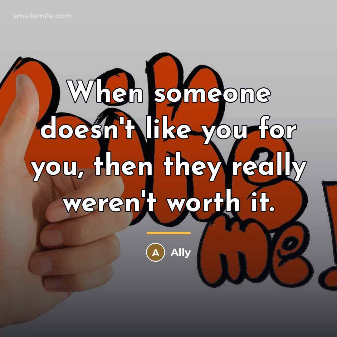 “When someone doesn't like you for you, then they really…” quote by Ally