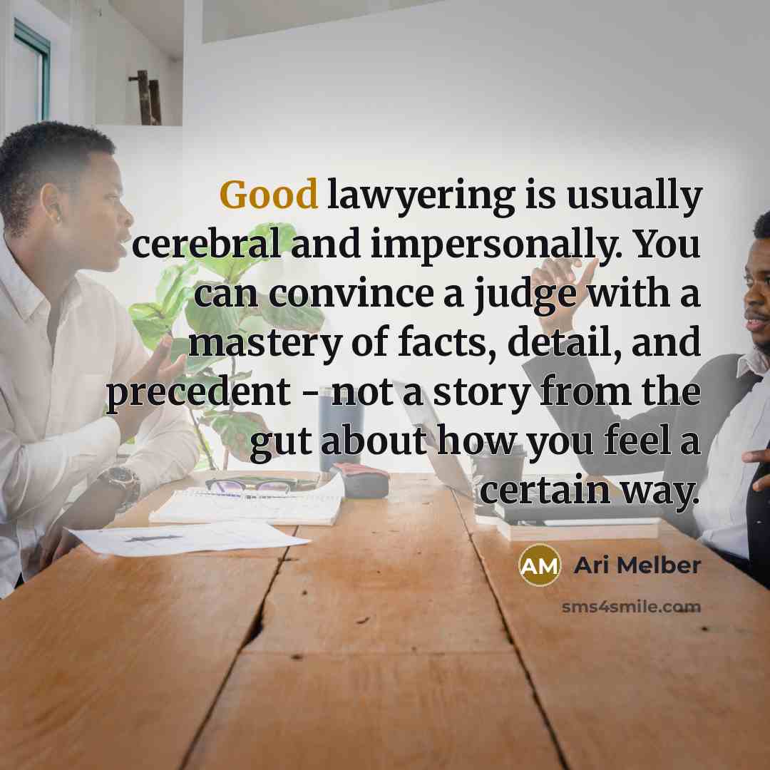 “Good lawyering is usually cerebral and impersonally. You can convince…” quote by Ari Melber