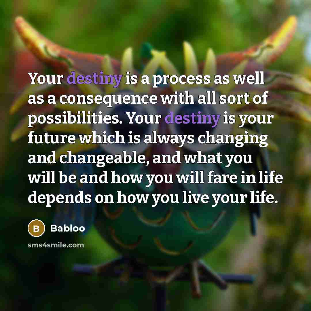 “Your destiny is a process as well as a consequence…” quote by Babloo
