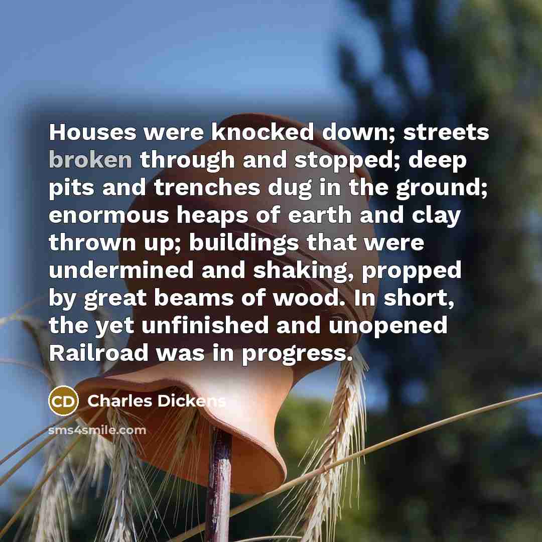 “Houses were knocked down; streets broken through and stopped; deep…” quote by Charles Dickens