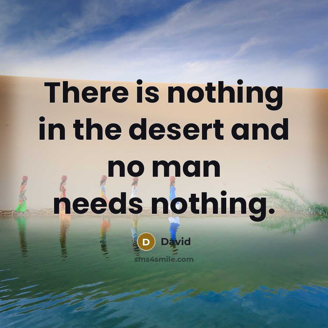 “There is nothing in the desert and no man needs…” quote by David