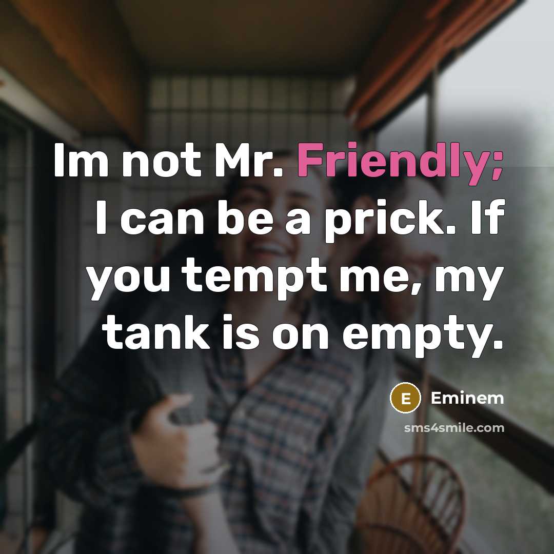 “Im not Mr. Friendly; I can be a prick. If…” quote by Eminem