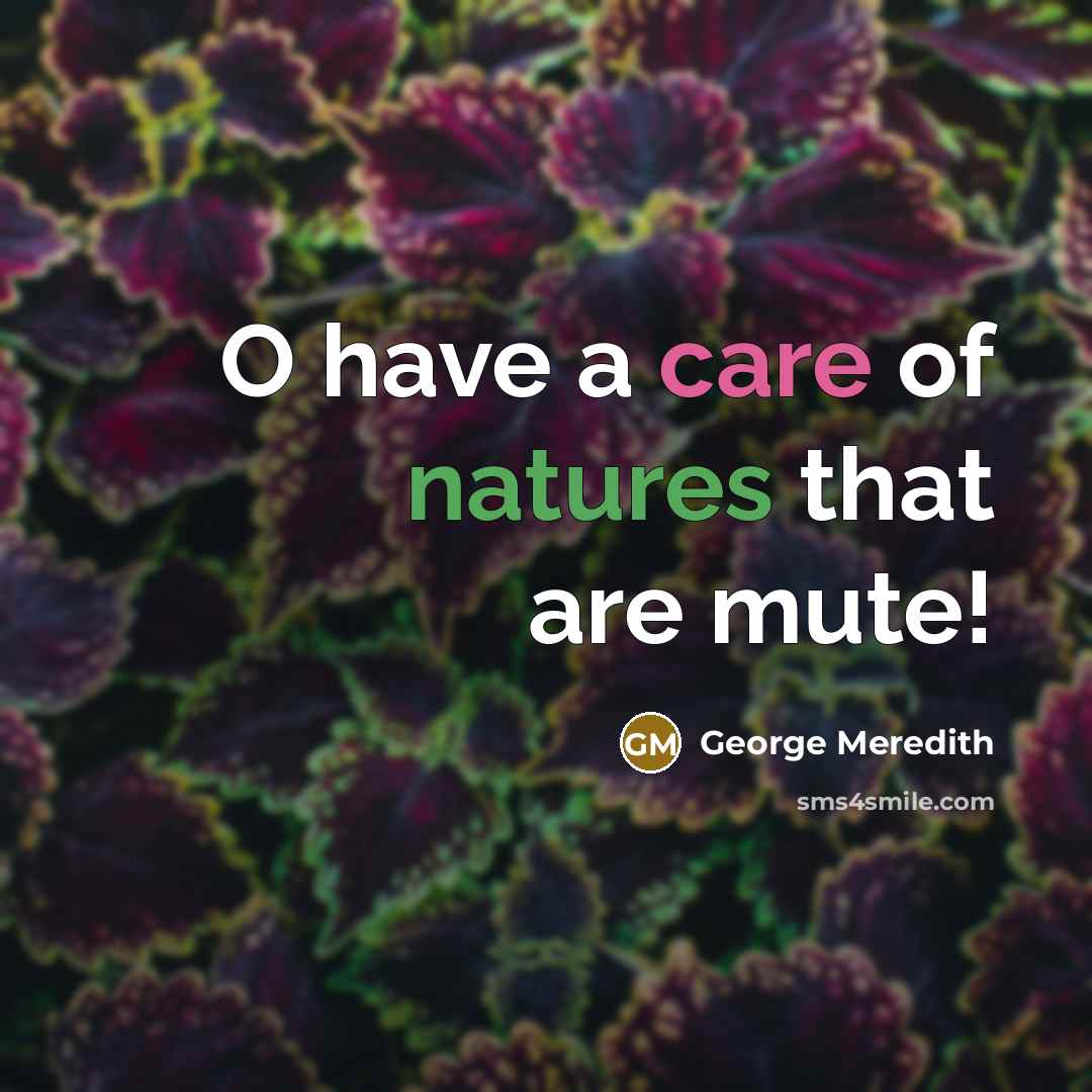 “O have a care of natures that are mute!…” quote by George Meredith