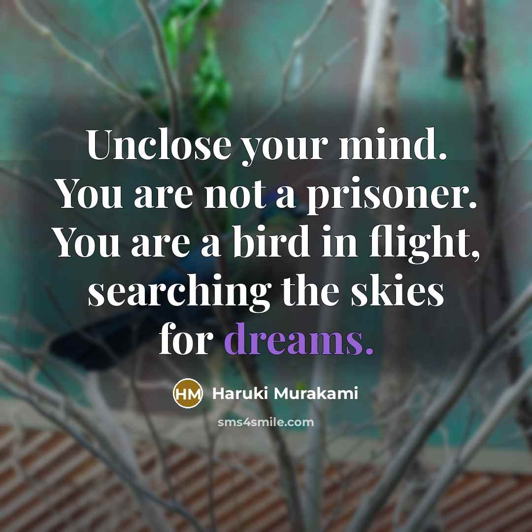 “Unclose your mind. You are not a prisoner. You are…” quote by Haruki Murakami