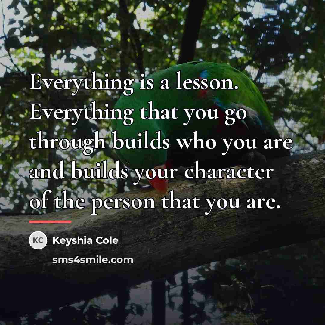 “Everything is a lesson. Everything that you go through builds…” quote by Keyshia Cole